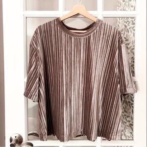 A NEW DAY Velvet Plisse Elbow Sleeve Top Sz XXL NWT